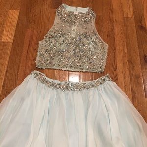 Light Sky Blue 2 piece Prom Homecoming Dress